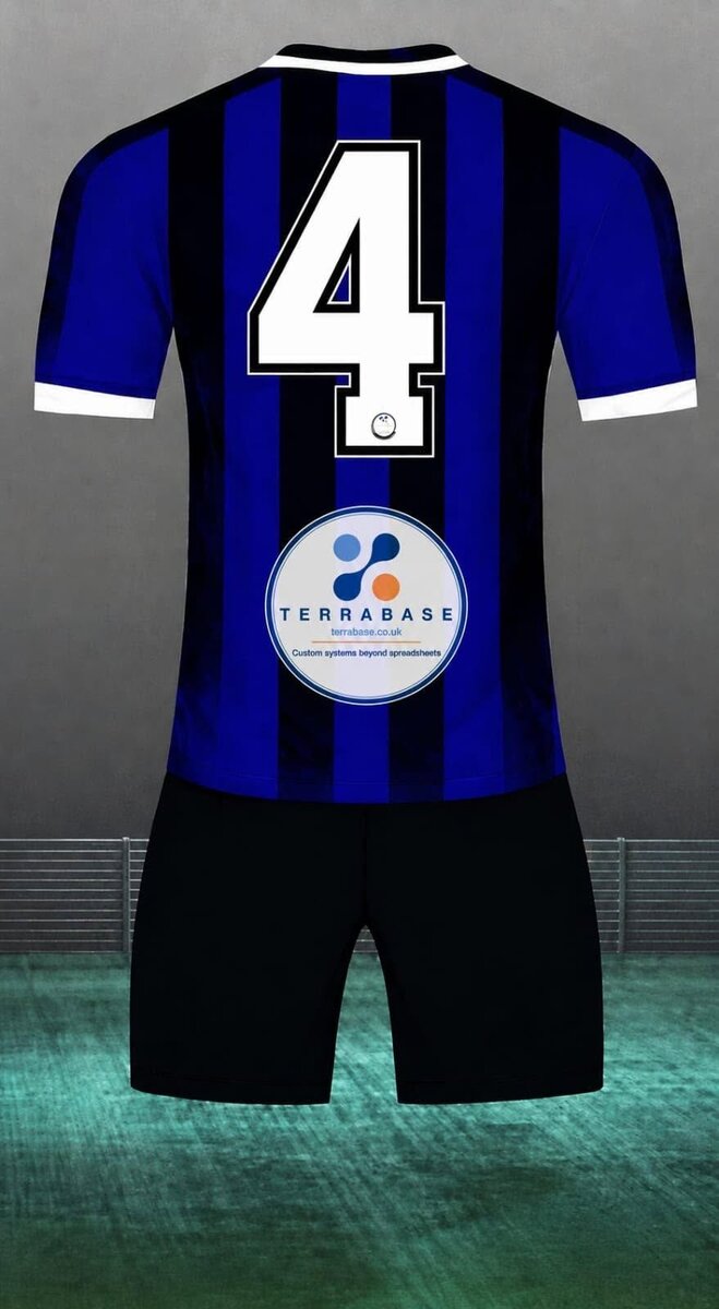 Back of the new Saughall Colts U8s kit sponsored by Terrabase