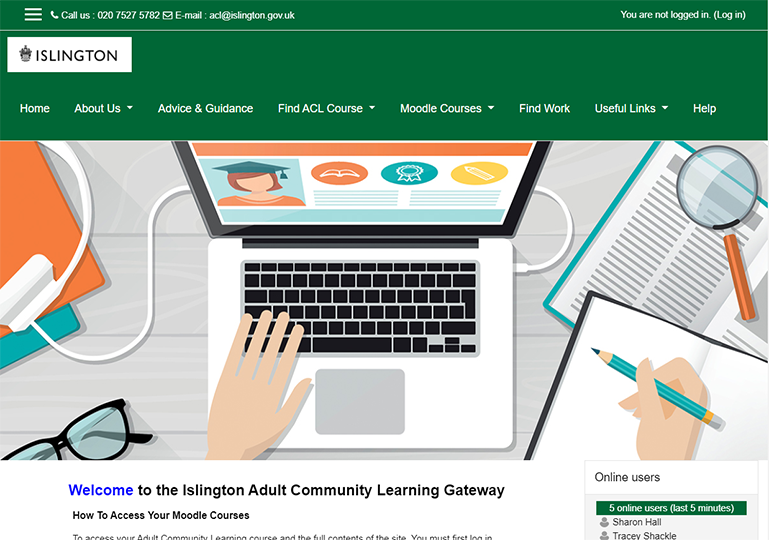 Islington Borough Council Moodle Homepage