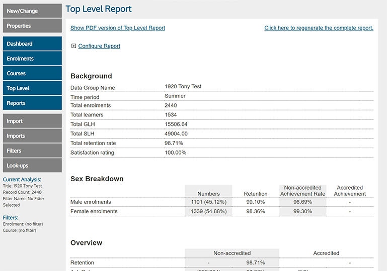 ALDAS Report Screenshot